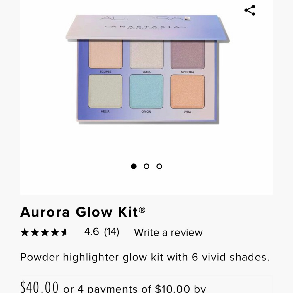 Anastasia beverly hills, glow pallet, eyeshadow